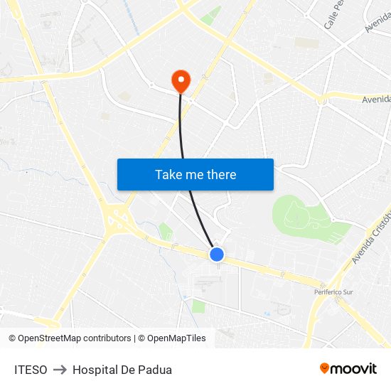 ITESO to Hospital De Padua map