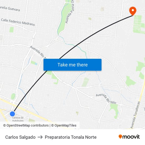 Carlos Salgado to Preparatoria Tonala Norte map
