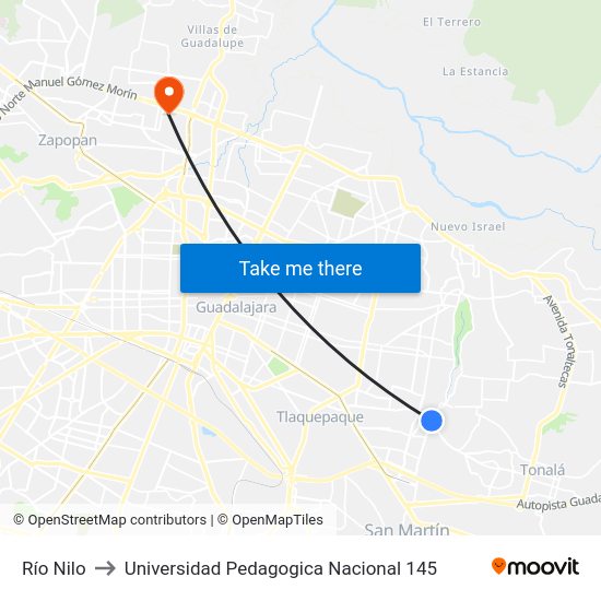 Av. Río Nilo to Universidad Pedagogica Nacional 145 map