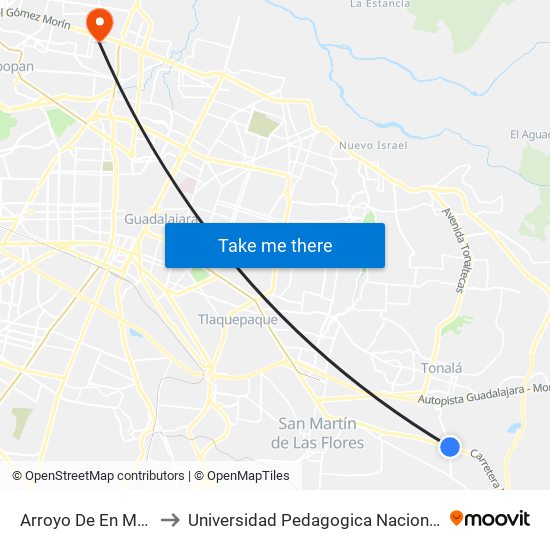 Arroyo De En Medio to Universidad Pedagogica Nacional 145 map