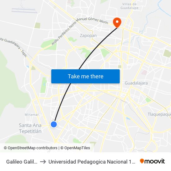 Galileo Galilei to Universidad Pedagogica Nacional 145 map