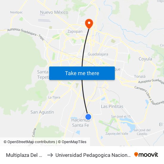 Multiplaza Del Valle to Universidad Pedagogica Nacional 145 map