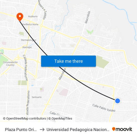 Plaza Punto Oriente to Universidad Pedagogica Nacional 145 map