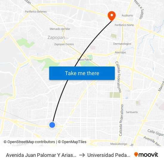 Avenida Juan Palomar Y Arias X Avenida Ignacio Luis Vallarta to Universidad Pedagogica Nacional 145 map