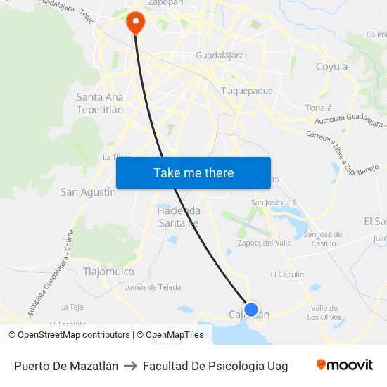 Puerto de Mazatlán to Facultad De Psicologia Uag map