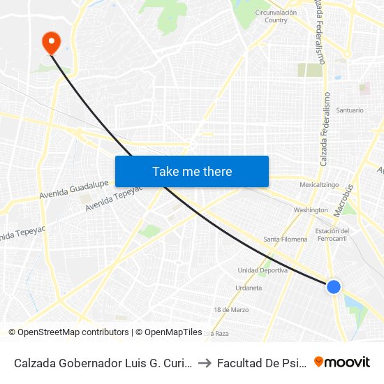 Calzada Gobernador Luis G. Curiel X Lázaro Cárdenas to Facultad De Psicologia Uag map