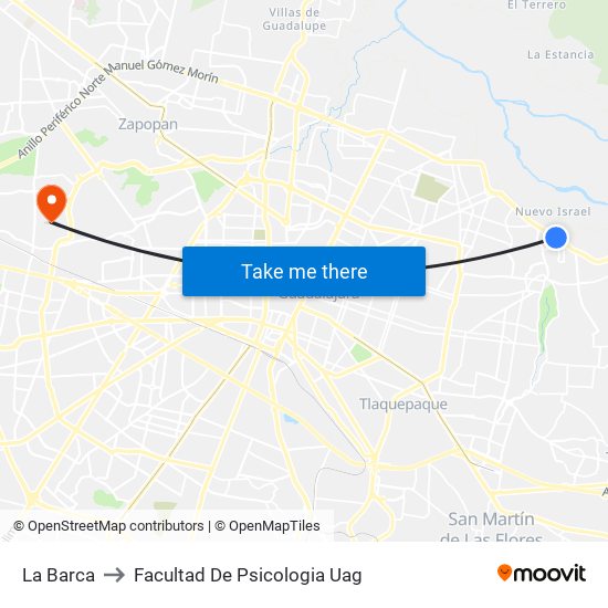 La Barca to Facultad De Psicologia Uag map