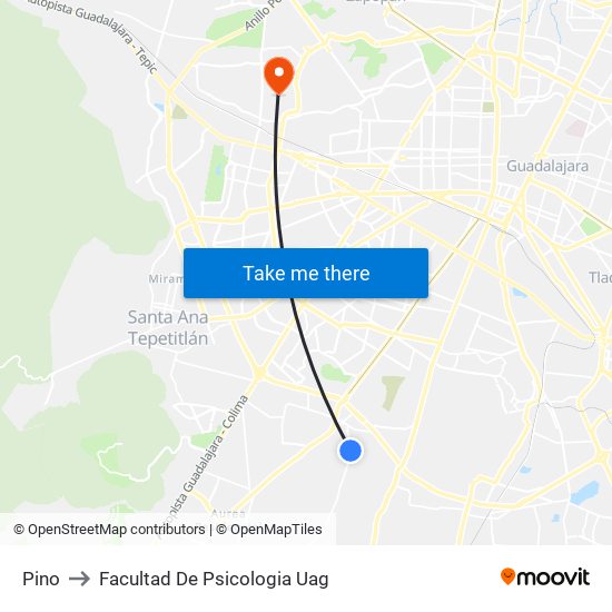 Pino to Facultad De Psicologia Uag map