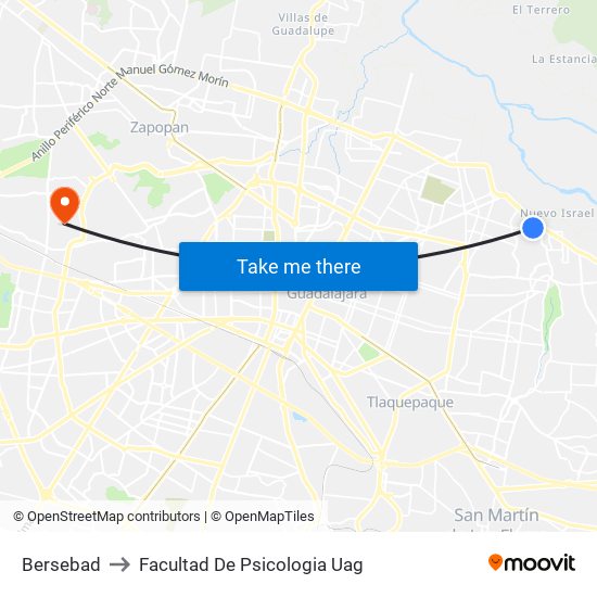 Bersebad to Facultad De Psicologia Uag map