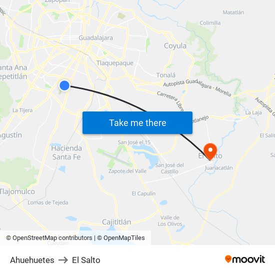 Ahuehuetes to El Salto map