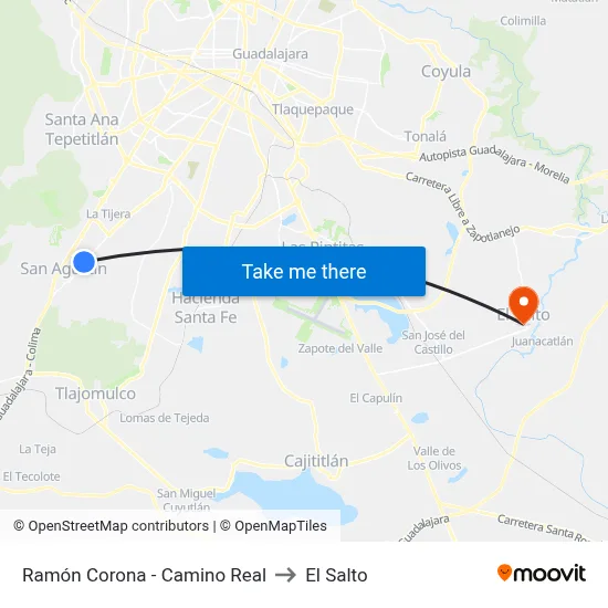 Ramón Corona - Camino Real to El Salto map