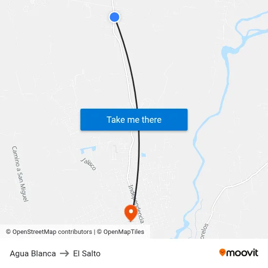 Agua Blanca to El Salto map