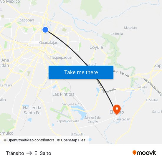 Tránsito to El Salto map