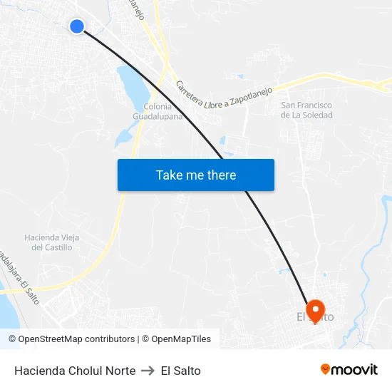 Hacienda Cholul Norte to El Salto map