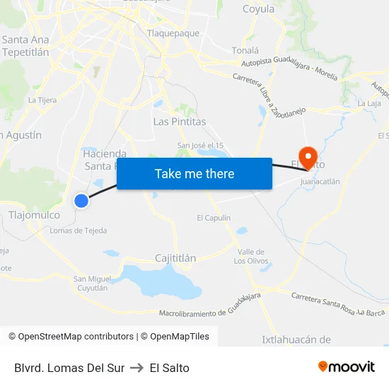 Blvrd. Lomas Del Sur to El Salto map