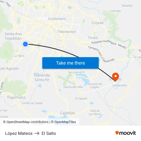 López Mateos to El Salto map