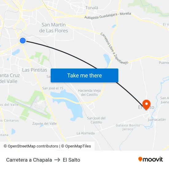 Carretera a Chapala to El Salto map