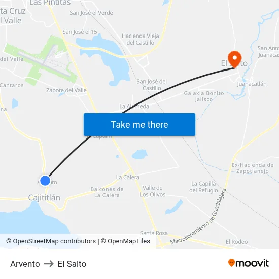 Arvento to El Salto map