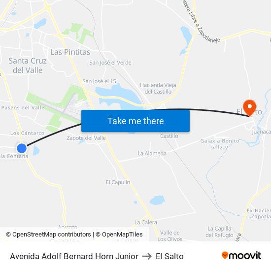 Avenida Adolf Bernard Horn Junior to El Salto map