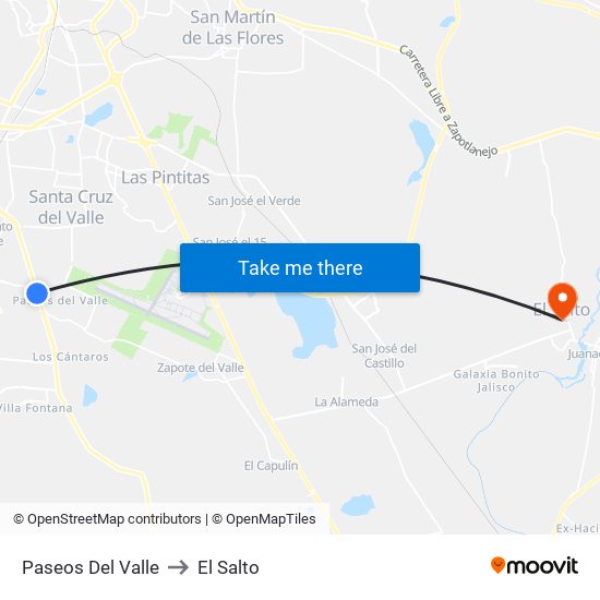 Paseos Del Valle to El Salto map