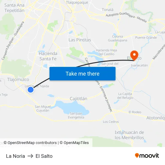 La Noria to El Salto map