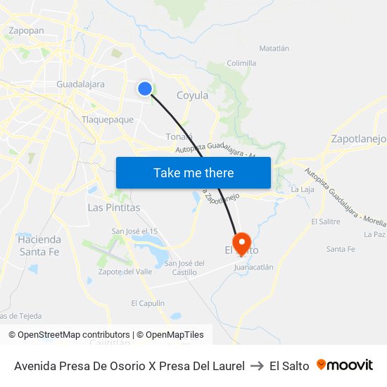 Avenida Presa De Osorio X Presa Del Laurel to El Salto map