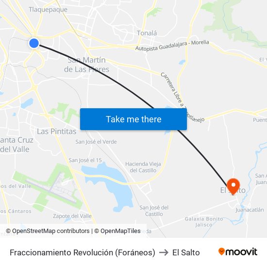 Fraccionamiento Revolución (Foráneos) to El Salto map