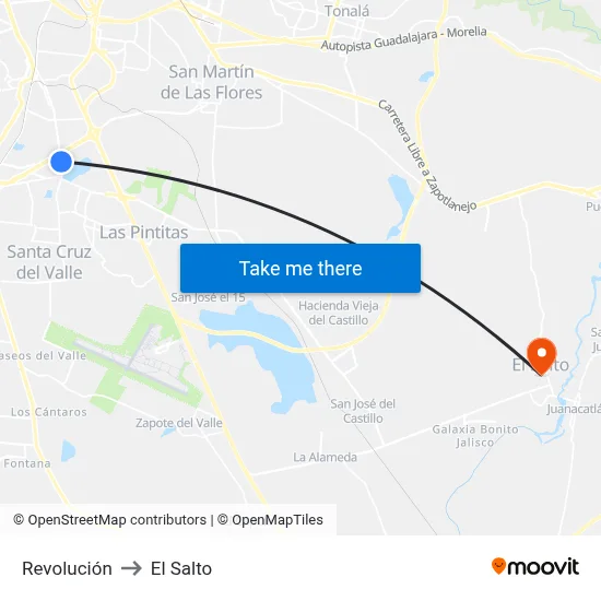 Revolución to El Salto map