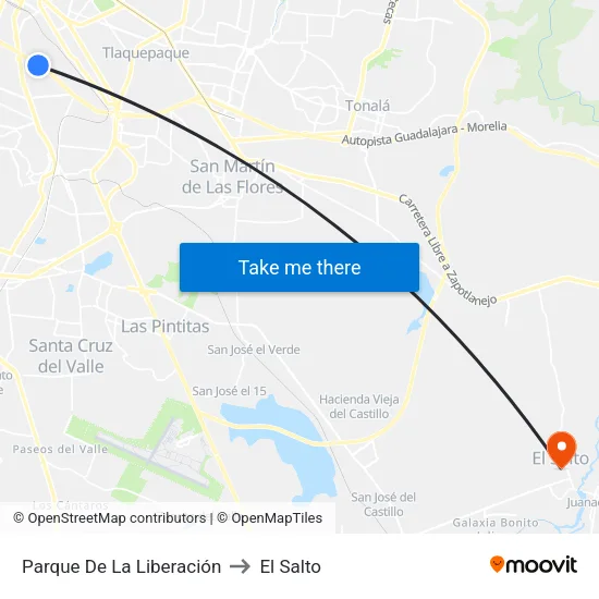 Parque De La Liberación to El Salto map