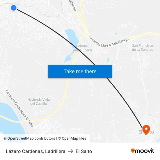 Lázaro Cárdenas, Ladrillera to El Salto map
