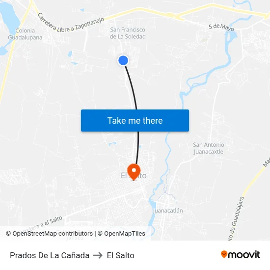 Prados De La Cañada to El Salto map