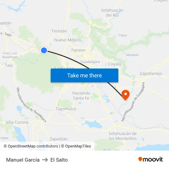 Manuel García to El Salto map