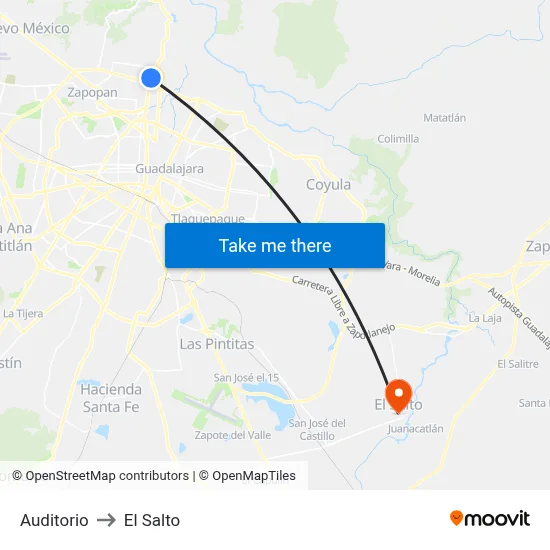 Auditorio to El Salto map