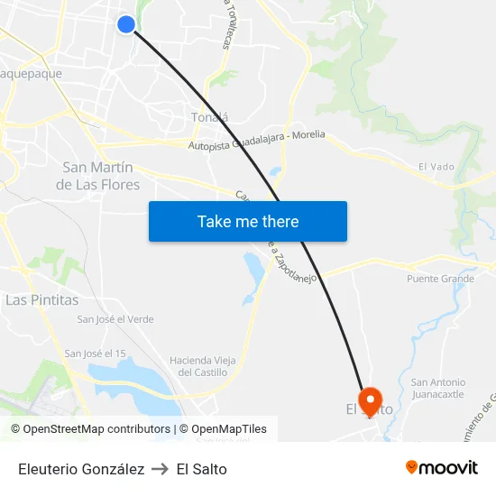 Eleuterio González to El Salto map