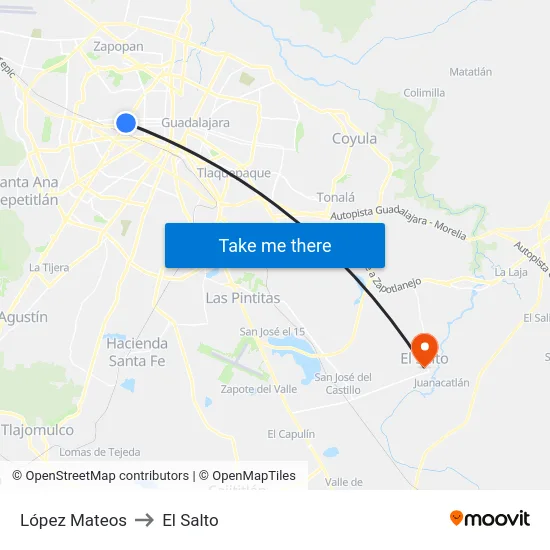 López Mateos to El Salto map