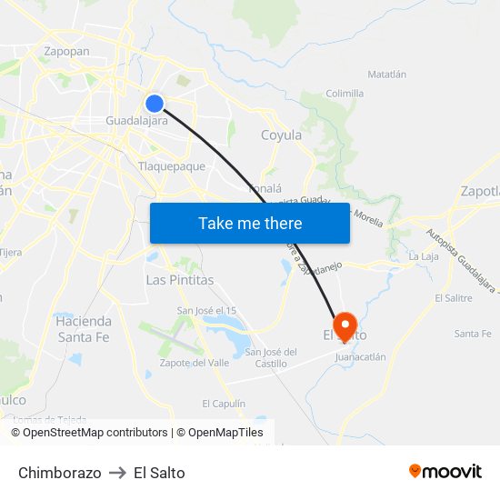 Chimborazo to El Salto map