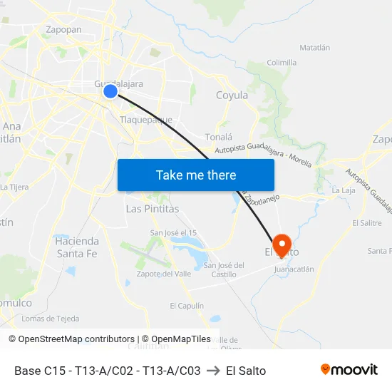 Base C15 - T13-A/C02 - T13-A/C03 to El Salto map