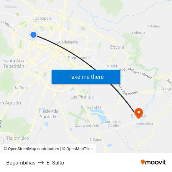 Bugambilias to El Salto map