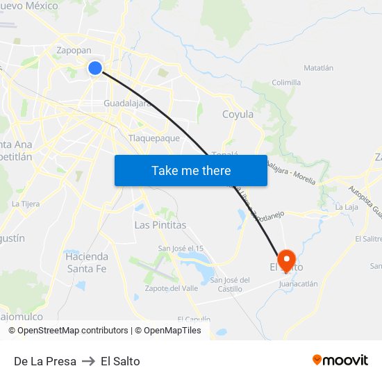 De La Presa to El Salto map