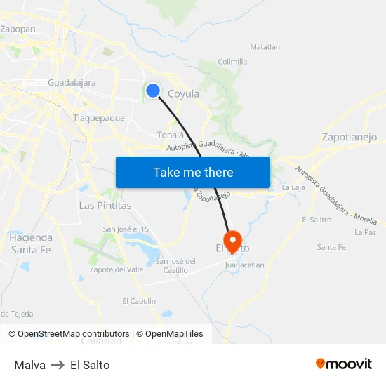 Malva to El Salto map