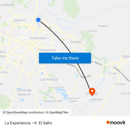 La Experiencia to El Salto map