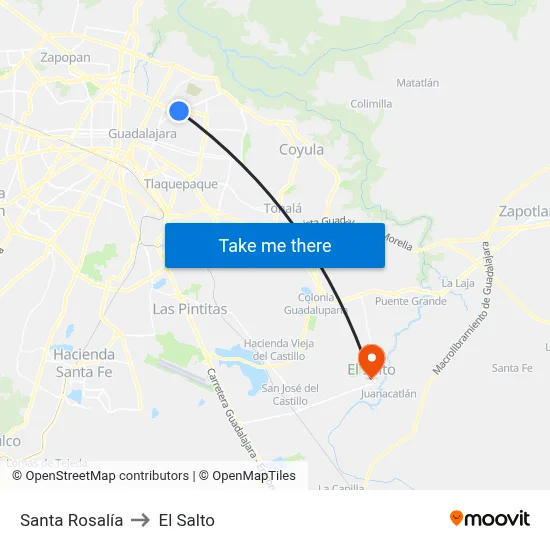 Santa Rosalía to El Salto map