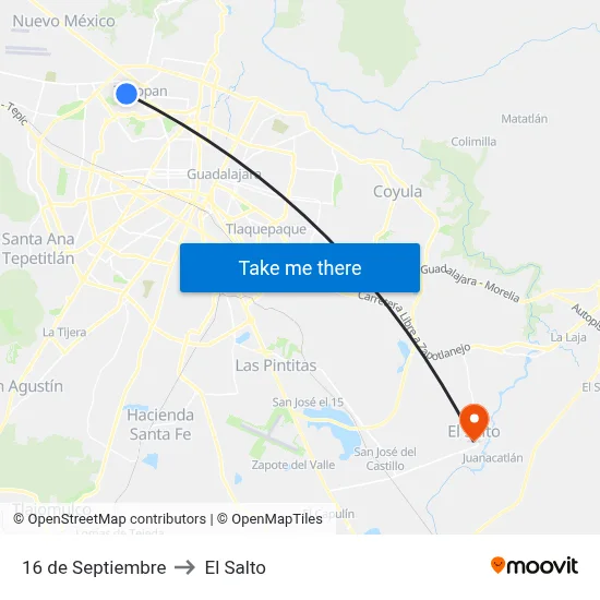 16 de Septiembre to El Salto map