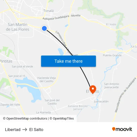 Libertad to El Salto map