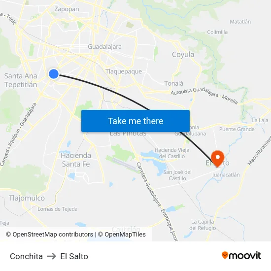 Conchita to El Salto map