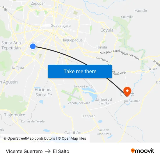 Vicente Guerrero to El Salto map