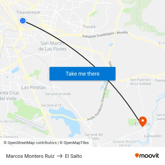 Marcos Montero Ruiz to El Salto map
