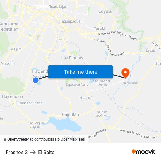 Fresnos 2 to El Salto map