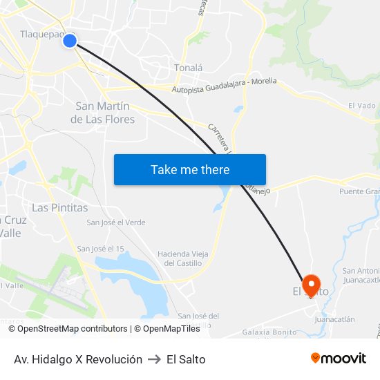 Av. Hidalgo X Revolución to El Salto map