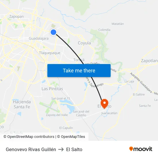 Genovevo Rivas Guillén to El Salto map